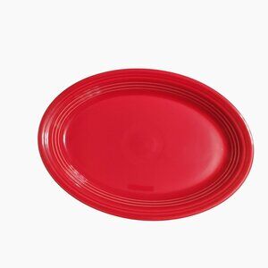 Fiesta Pottery Red Large Oval Serving Platter 13.5" USA Vintage Fiestaware Scarl
